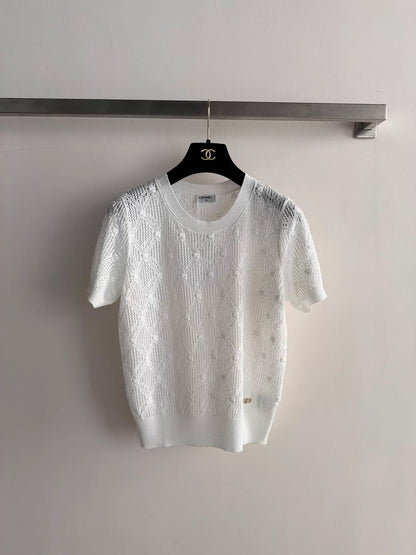 26ss Hollow-out knit T-shirt