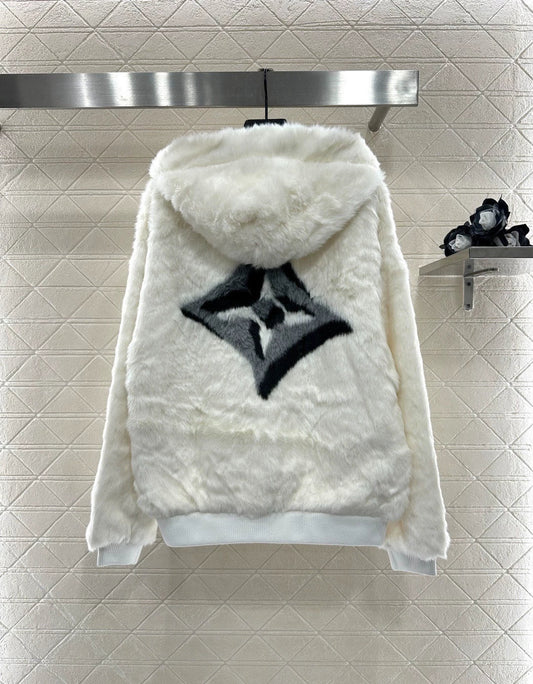 25fw Hooded fur coat