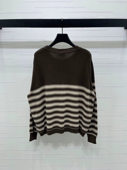 Striped pullover long sleeved sweater