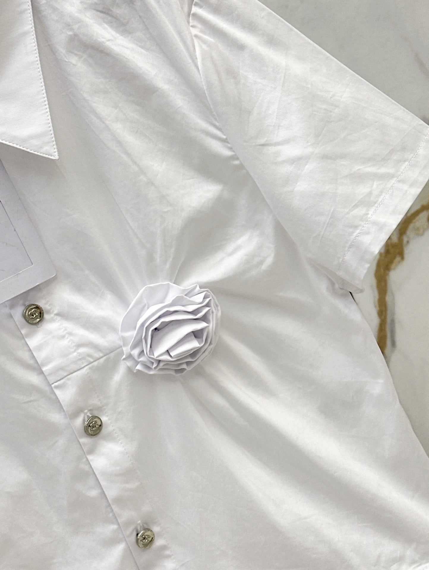 3D floral short-sleeved shirt