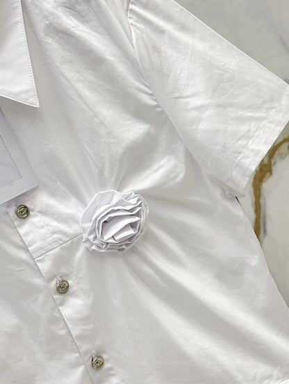 3D floral short-sleeved shirt
