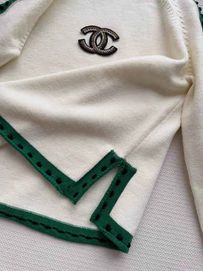 Green cashmere patchwork sweater