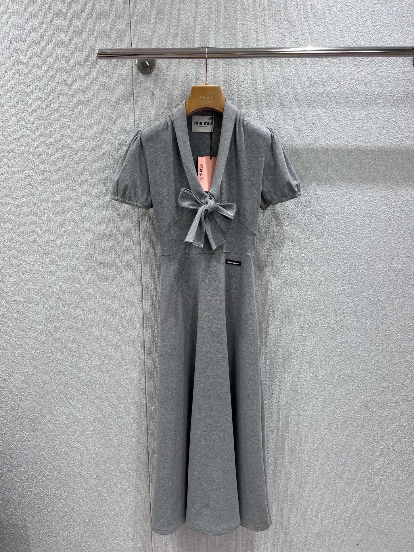 Grey Dress with Bow Tie