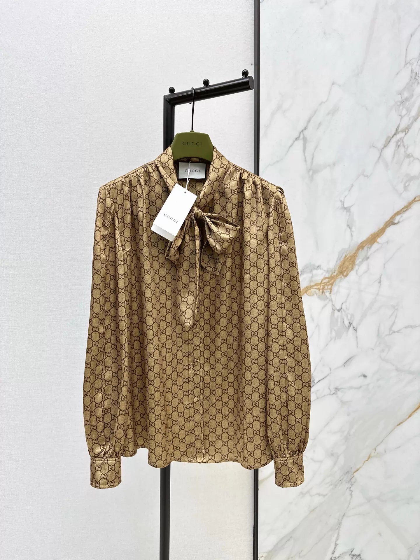 26ss Letter print ribbon shirt