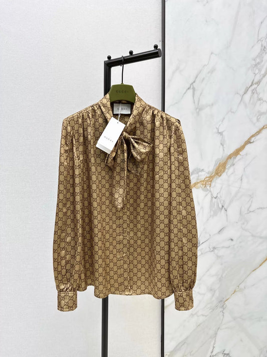 26ss Letter print ribbon shirt