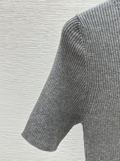 25 Early Spring New Round Neck Colorblock Letter Knitted Short Sleeve