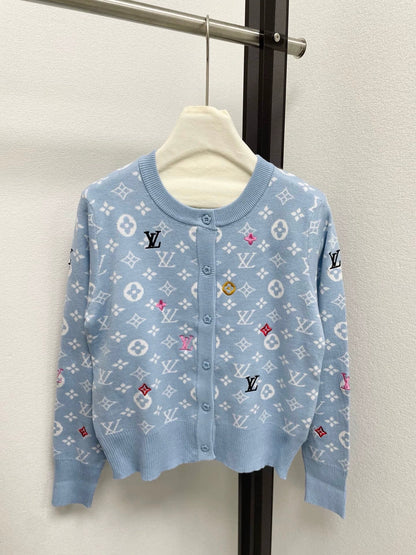 25fw Full printed vintage knitted cardigan