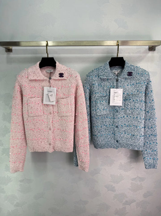 Sequined Knit Cardigan