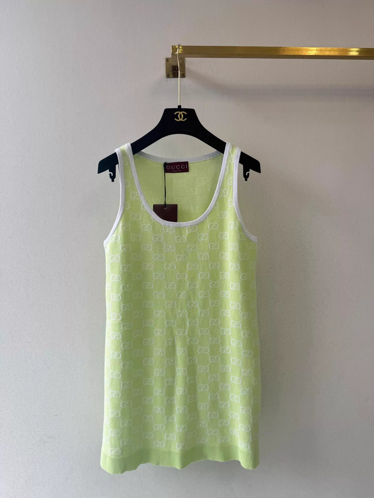 Double G monogram knit vest dress