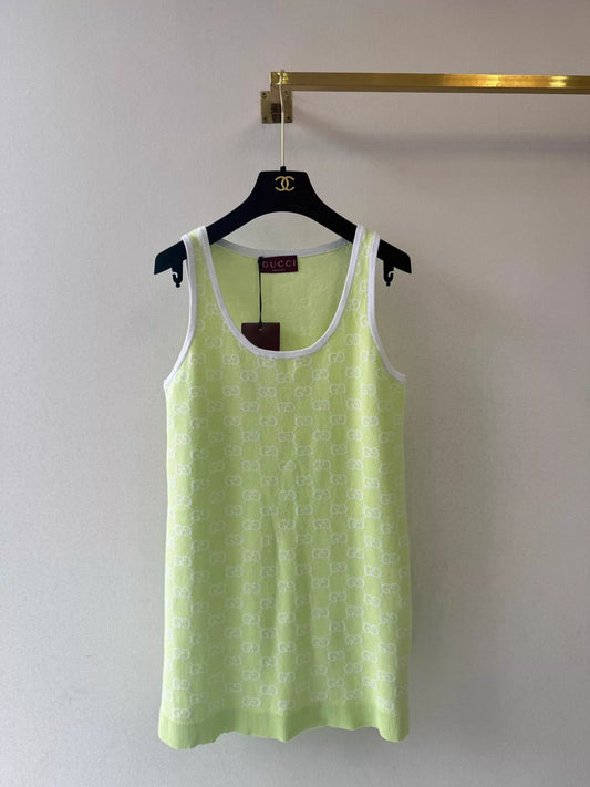 Double G monogram knit vest dress