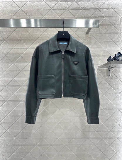25fw Zipper leather jacket