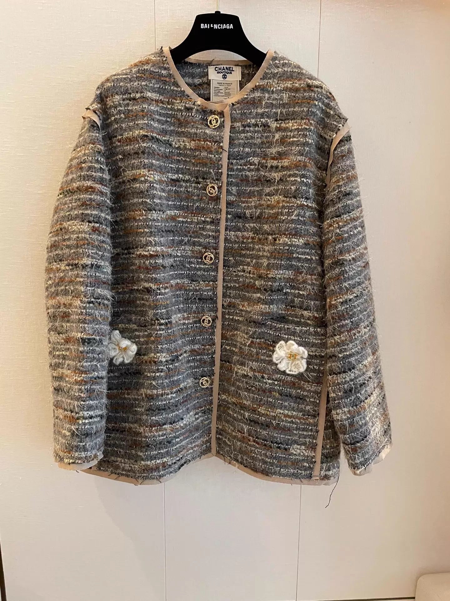 Colorful Tweed Wool Coat