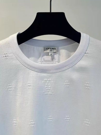 Openwork Floral Embroidery T-Shirt