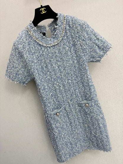 Tweed Short-Sleeve Dress