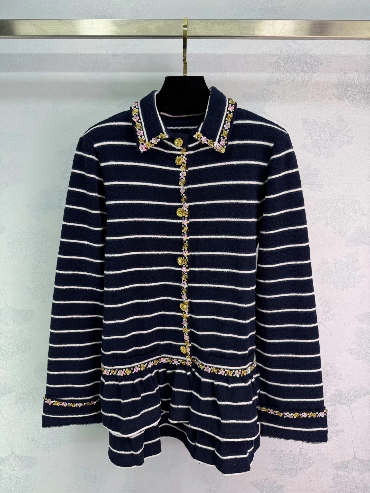 Navy-style striped coat