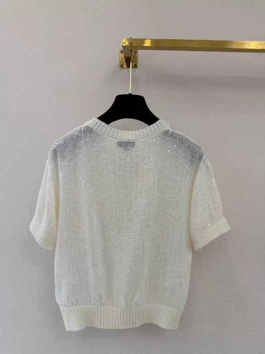 26ss Sequin Mohair Knit Short Sleeve