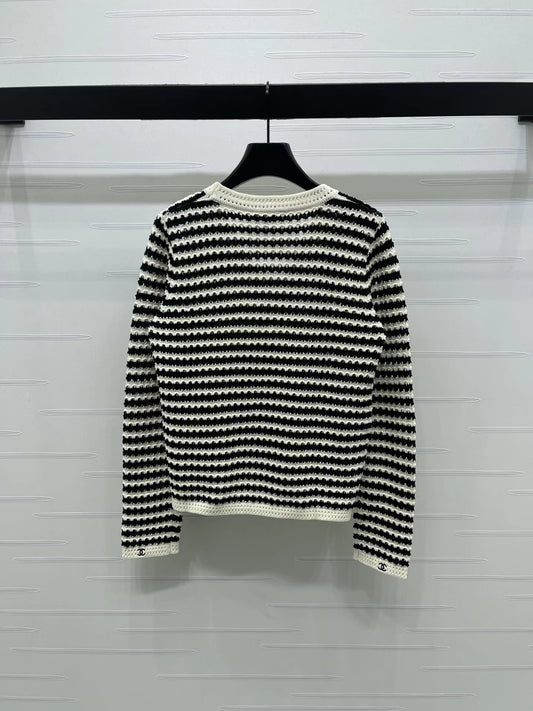 Striped V-neck Cardigan