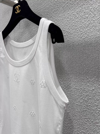 Openwork Floral Embroidery Vest