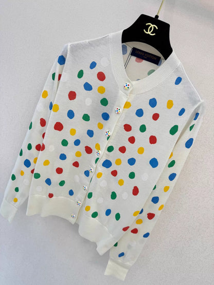 Colorful Polka Dot Knit Cardigan