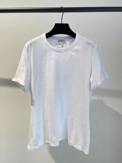 Openwork Floral Embroidery T-Shirt