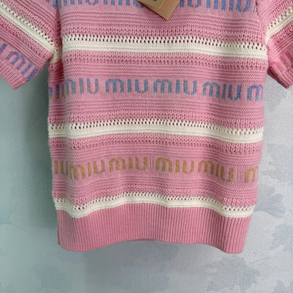 Striped Knit Short-Sleeve T-Shirt