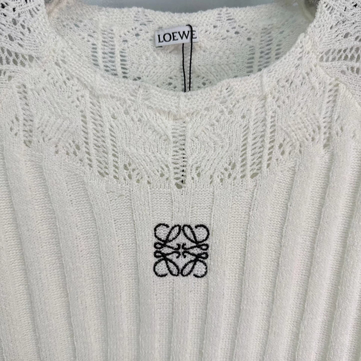 Openwork Knit Long-Sleeve Top