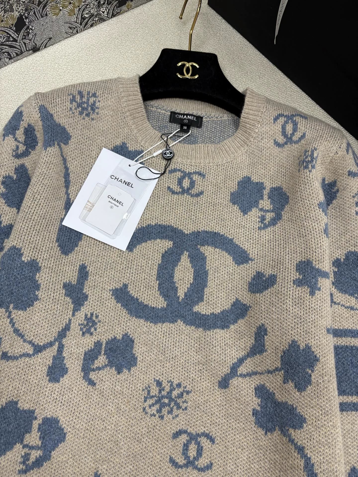 Jacquard Crew Neck Sweater