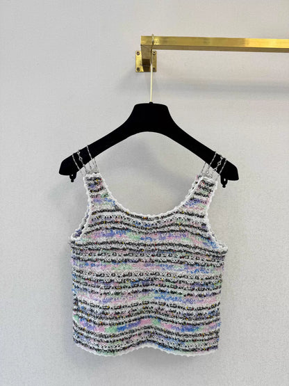Colorful Tweed Chain Vest