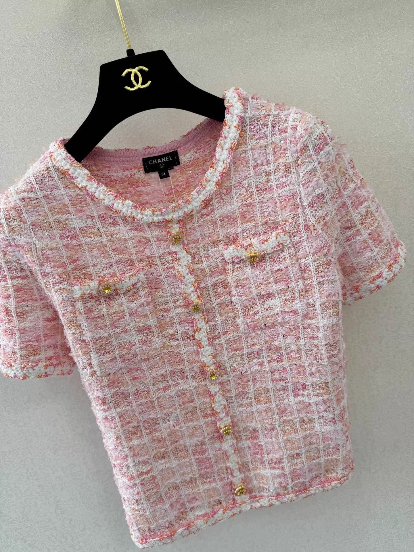 26ss Jacquard Short-Sleeve Knit Top