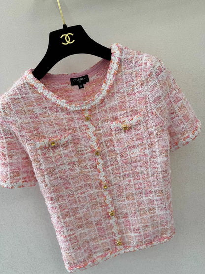26ss Jacquard Short-Sleeve Knit Top