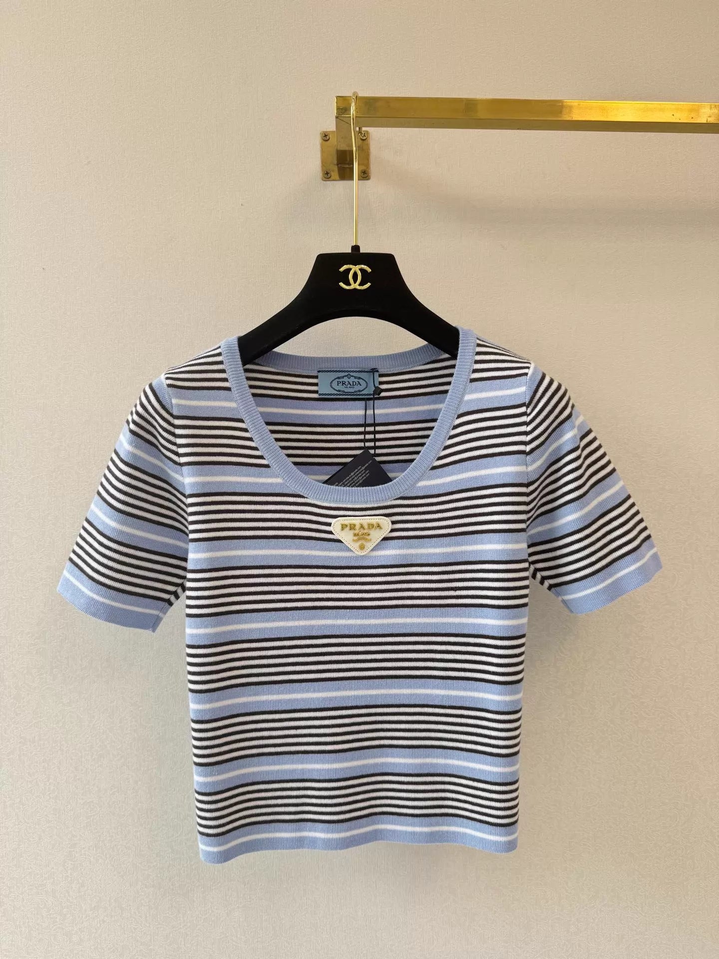 26ss Striped Knit Short-Sleeve T-Shirt