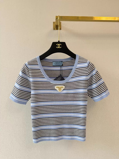 26ss Striped Knit Short-Sleeve T-Shirt