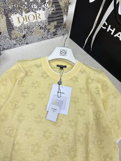 26ss Flower logo cutout knit T-shirt