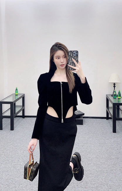 25fw Square neck bubble sleeve top