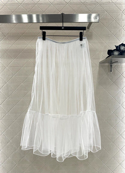 25fw new high waist transparent cake tulle skirt