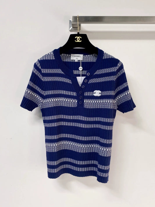 26ss Striped knitted T-shirt