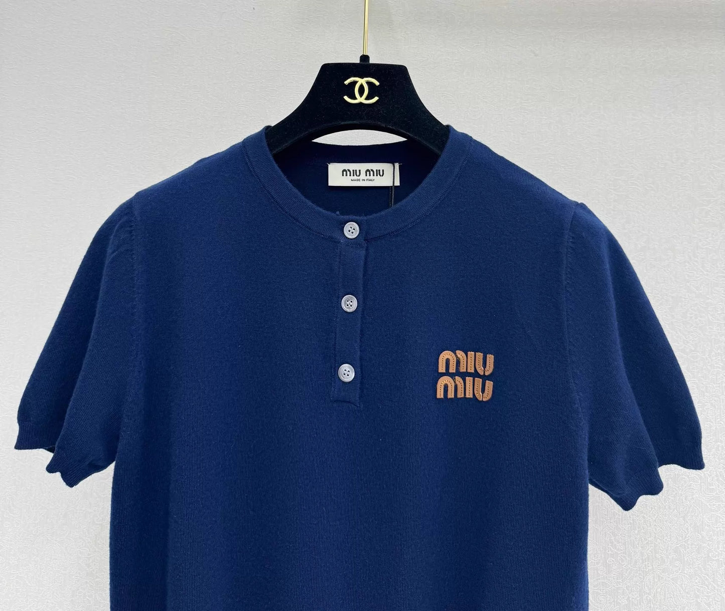 26ss Embroidered Logo Knit T-Shirt