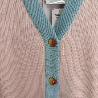 Color-blocked V-neck Cardigan