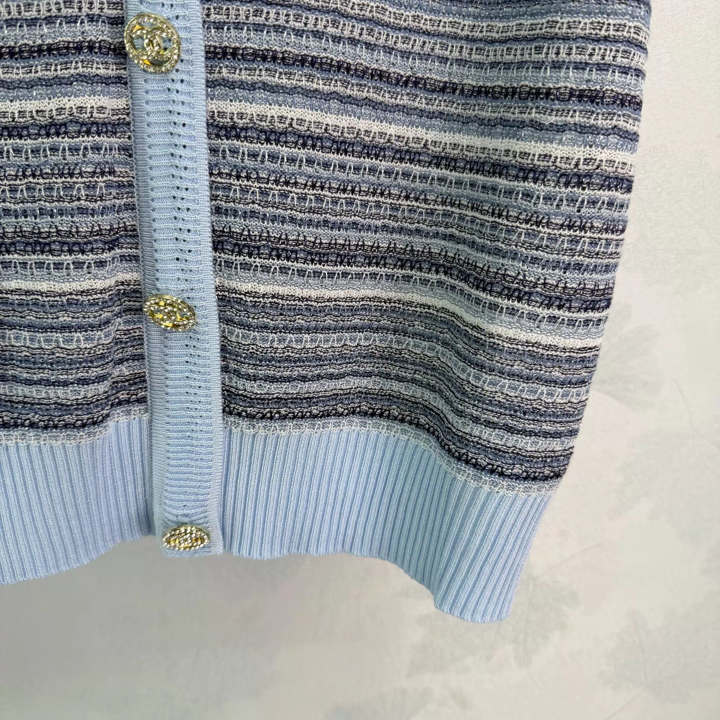 26ss Striped V-neck T-shirt
