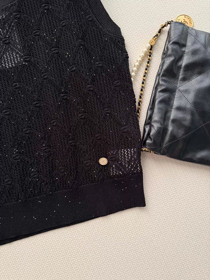 26ss Hollow-out knitted vest