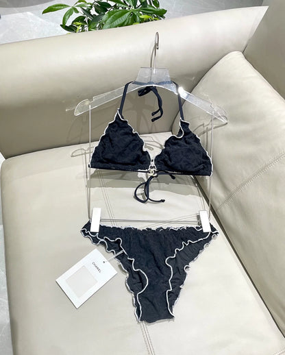 25 New bikini terry logo split swimsuit
