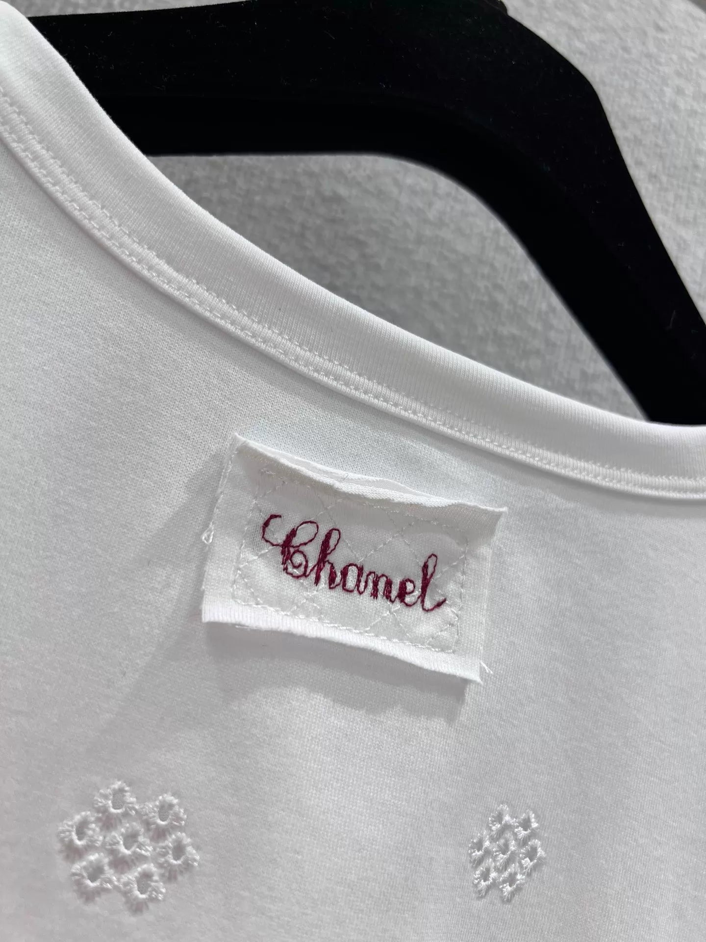 Openwork Floral Embroidery T-Shirt