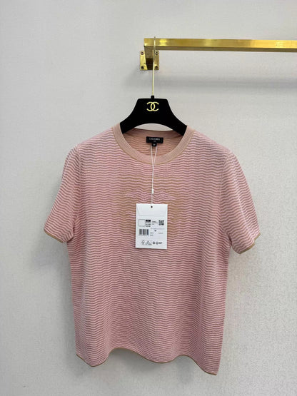 Striped knit short-sleeved shirt