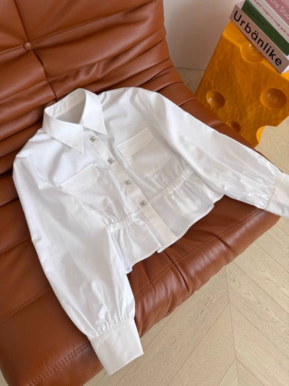 26ss Silver-buttoned fitted shirt