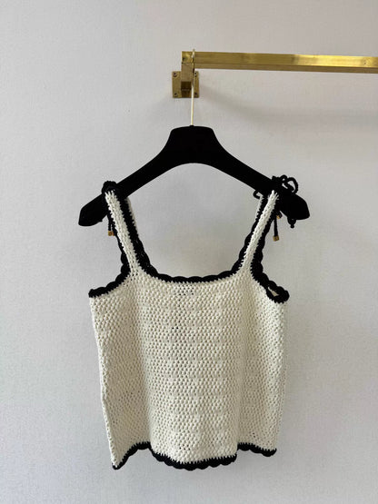 26ss Crocheted Openwork Knit Vest
