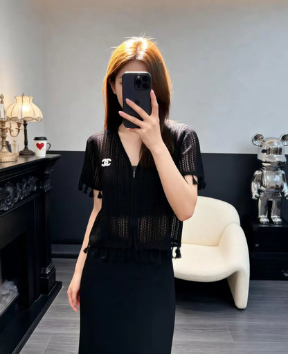 26ss V-neck Knit Short-Sleeve Cardigan