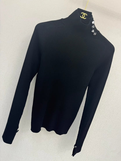 High-neck knit base layer top