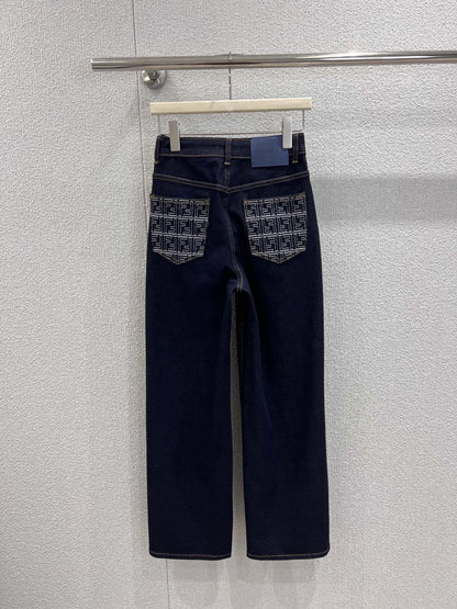 Pocket color-blocked straight leg pants