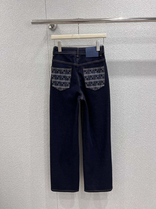 Pocket color-blocked straight leg pants