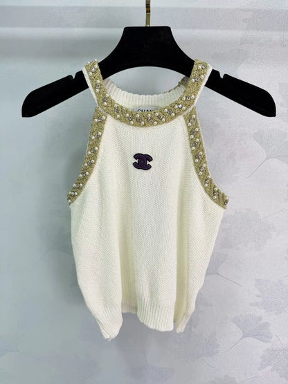 26ss Rhinestone Knit Vest